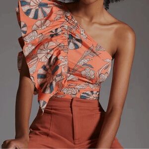 Anthropologie Letmebe Floral one shoulder Tank Top